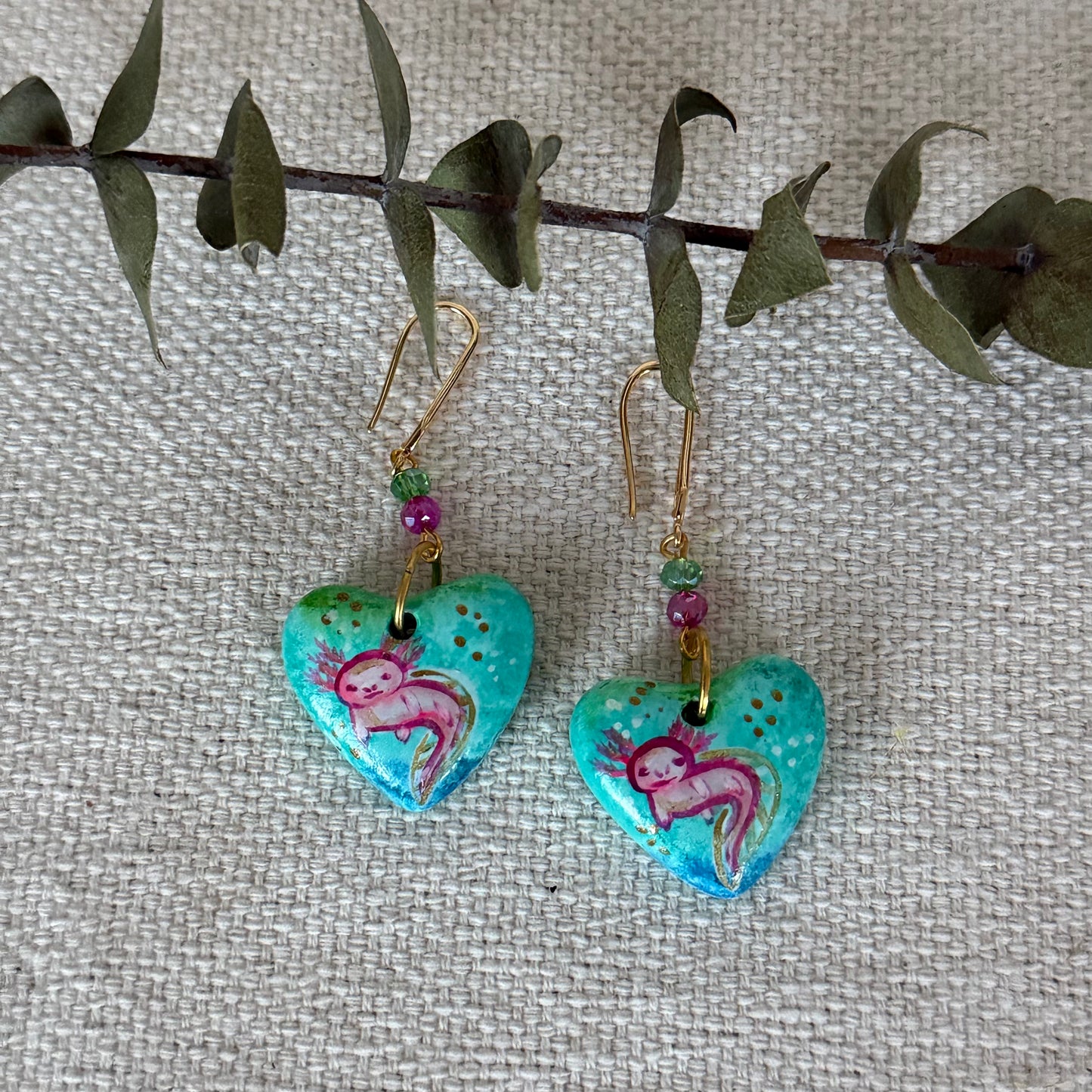 Axolotl Heart Shaped Earrings