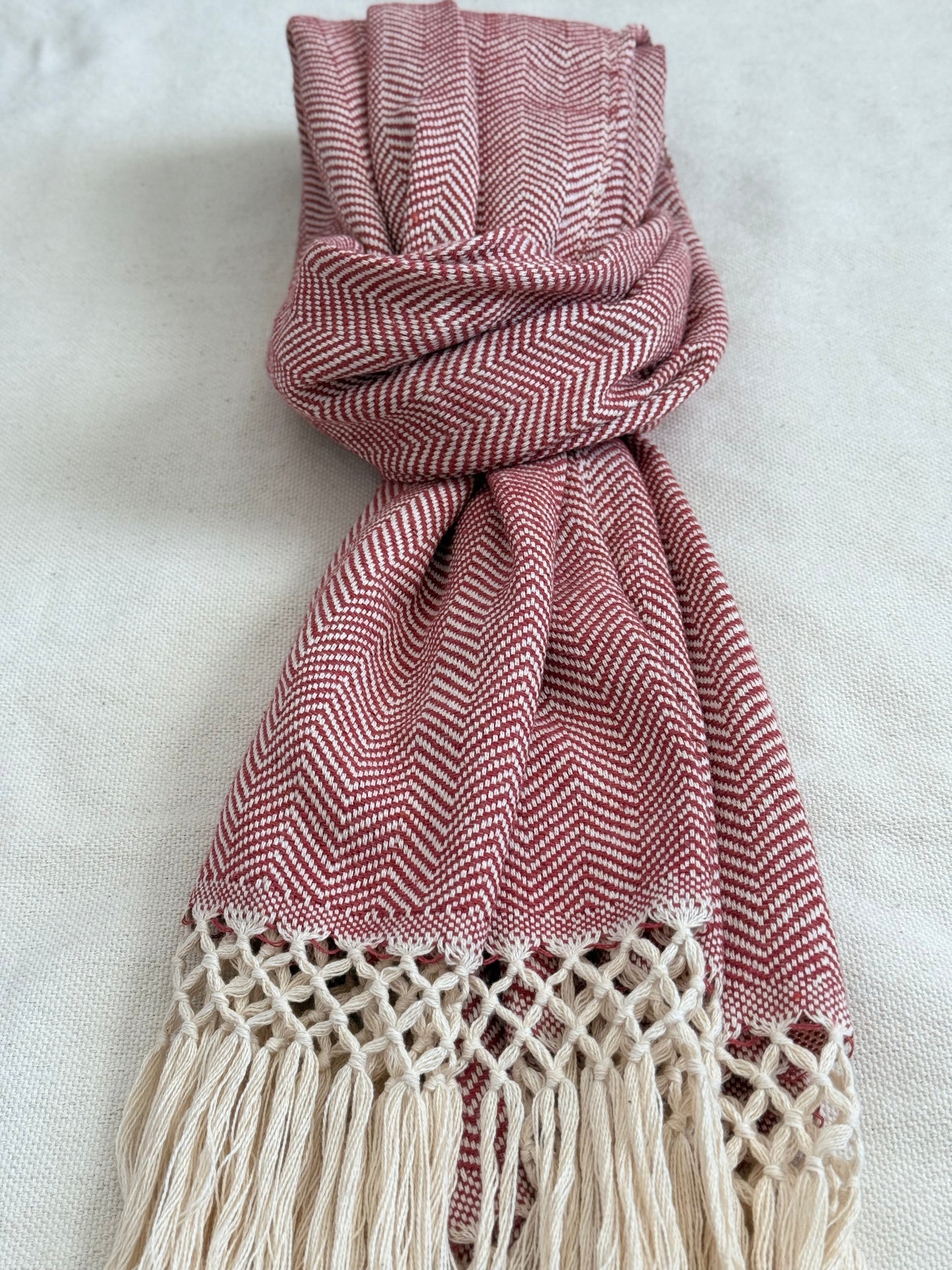 Unisex Scarf - Red/Beige