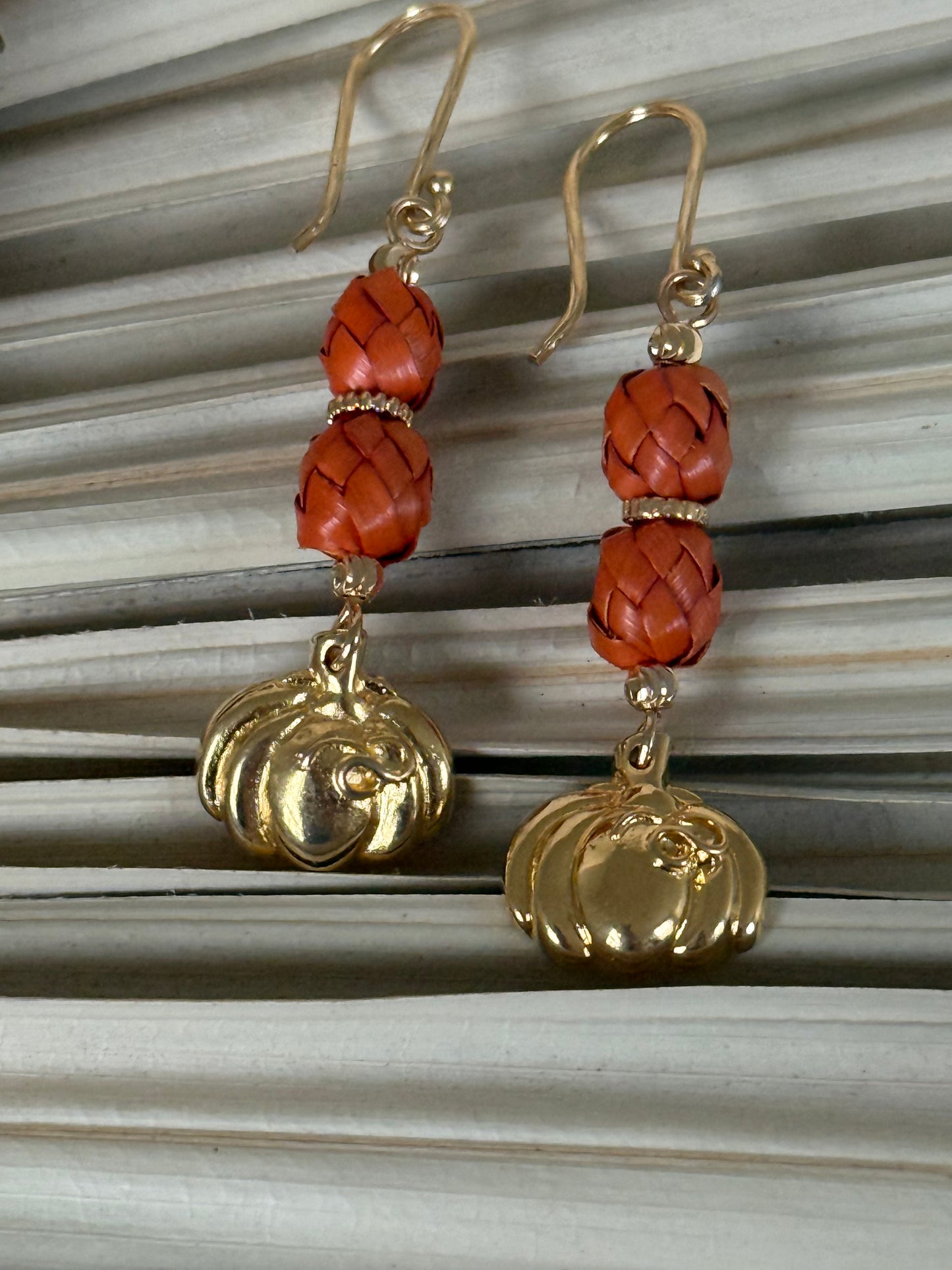 Palm & Dia De Muertos Charm Earrings - Orange