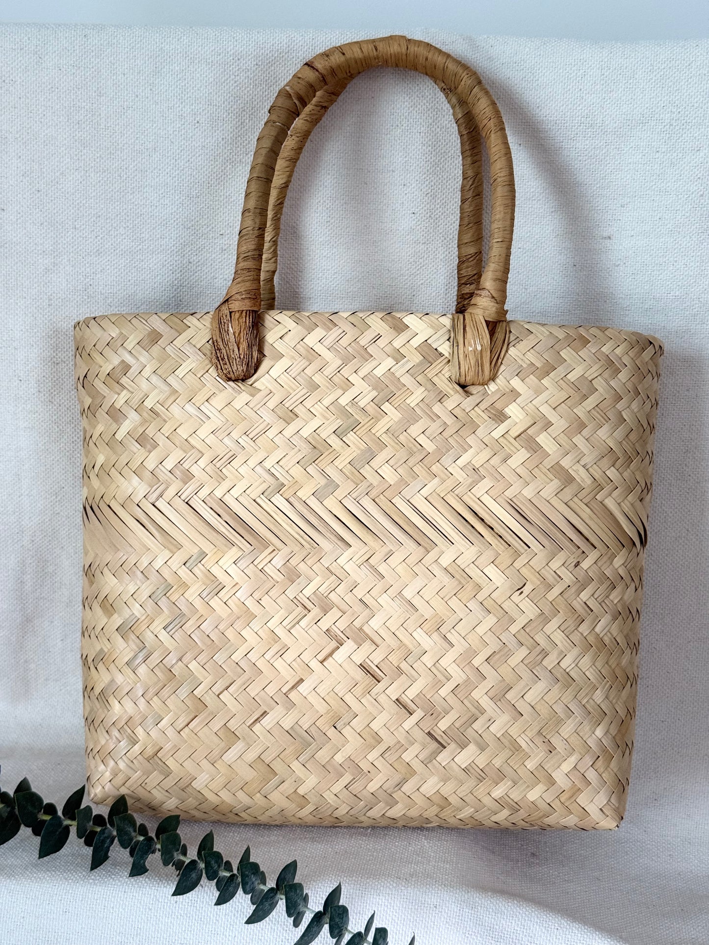 Hand-Painted Yellow Flower Palm Handbag