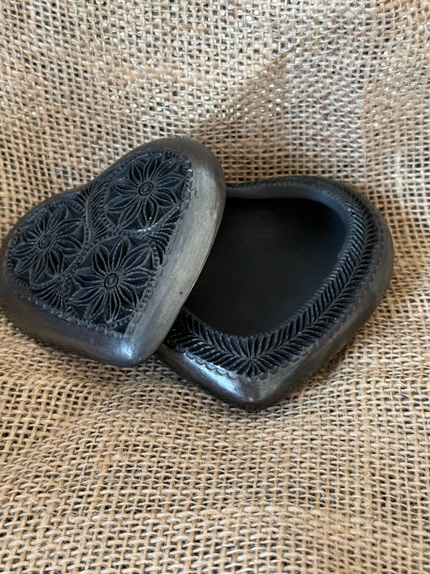 Black Clay Heart Shaped Jewelry Box