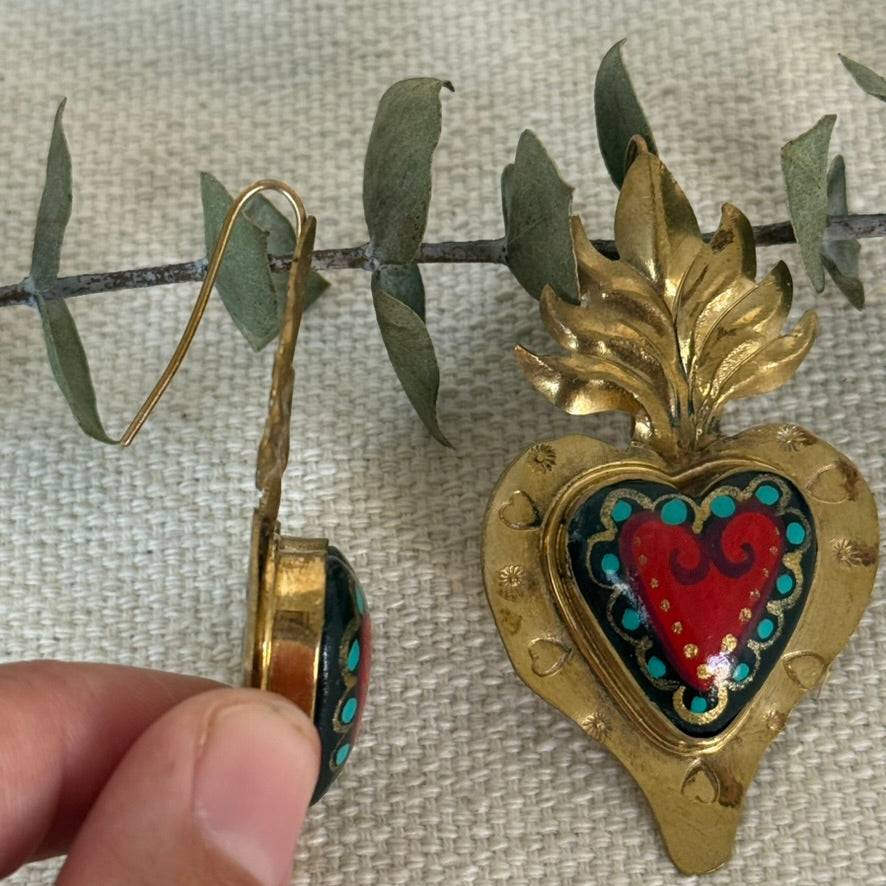 Red/Black Sacred Heart Earrings