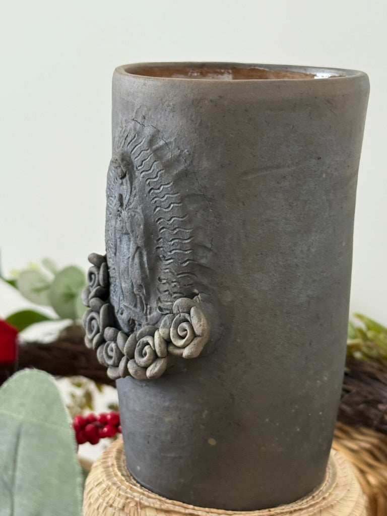 Virgen De Guadalupe Smoked Clay Tall Cup - 3D