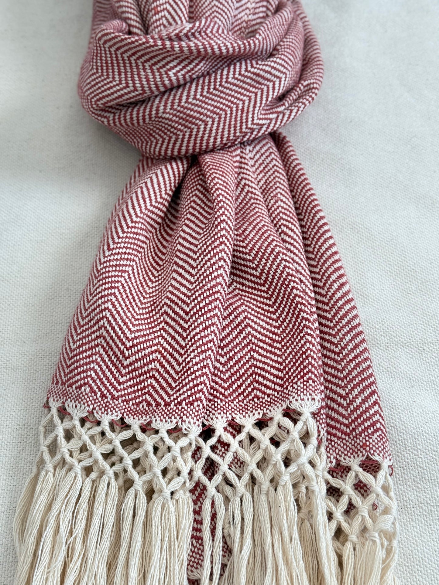 Unisex Scarf - Red/Beige