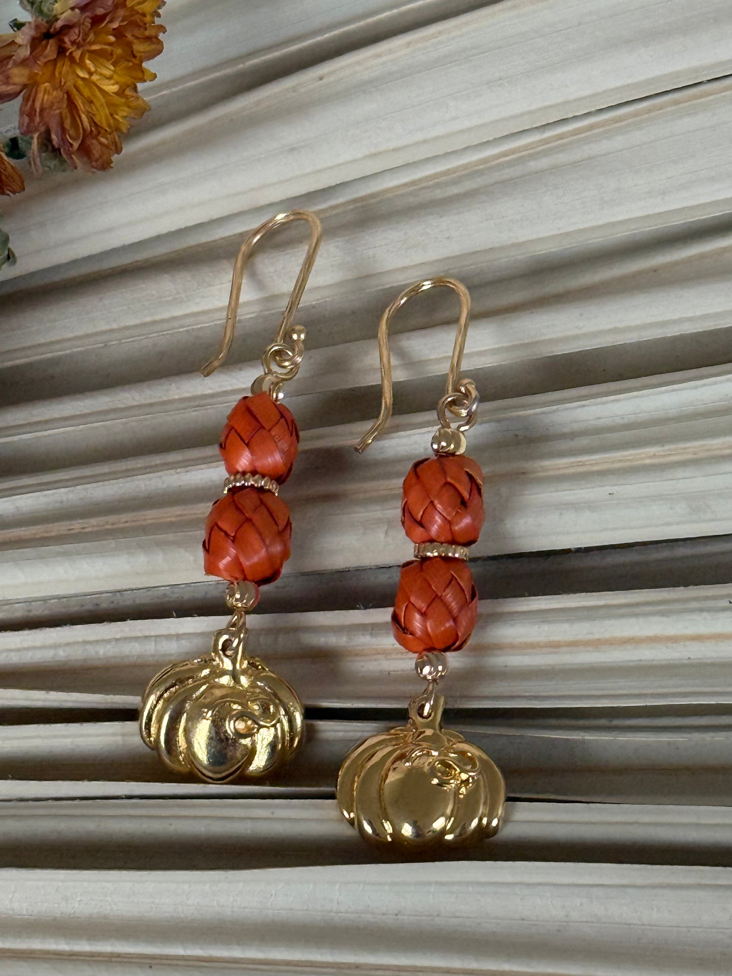 Palm & Dia De Muertos Charm Earrings - Orange