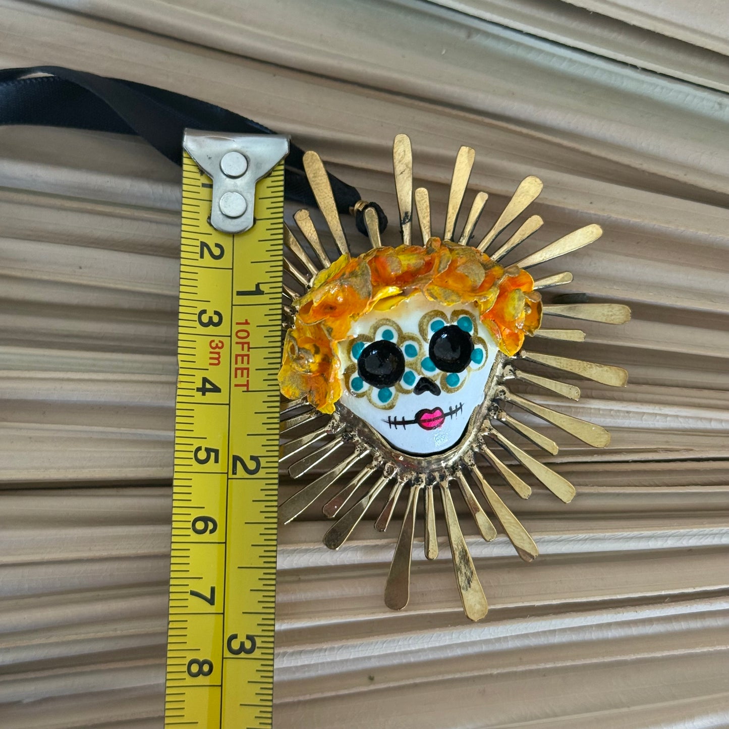 Yellow & White Catrina Pendant w/Sun Rays
