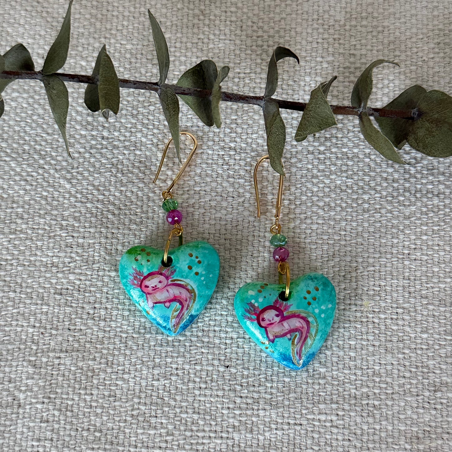 Axolotl Heart Shaped Earrings