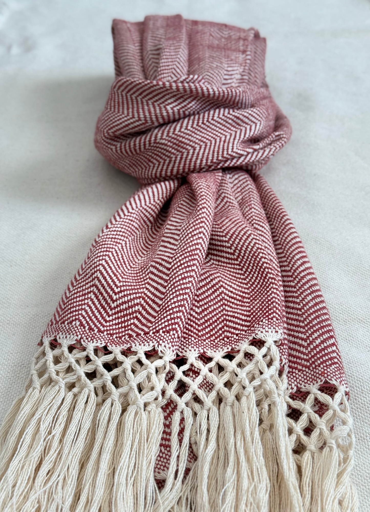 Unisex Scarf - Red/Beige