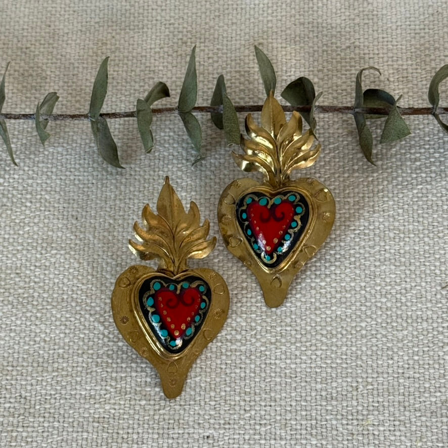 Red/Black Sacred Heart Earrings