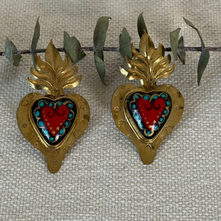 Red/Black Sacred Heart Earrings