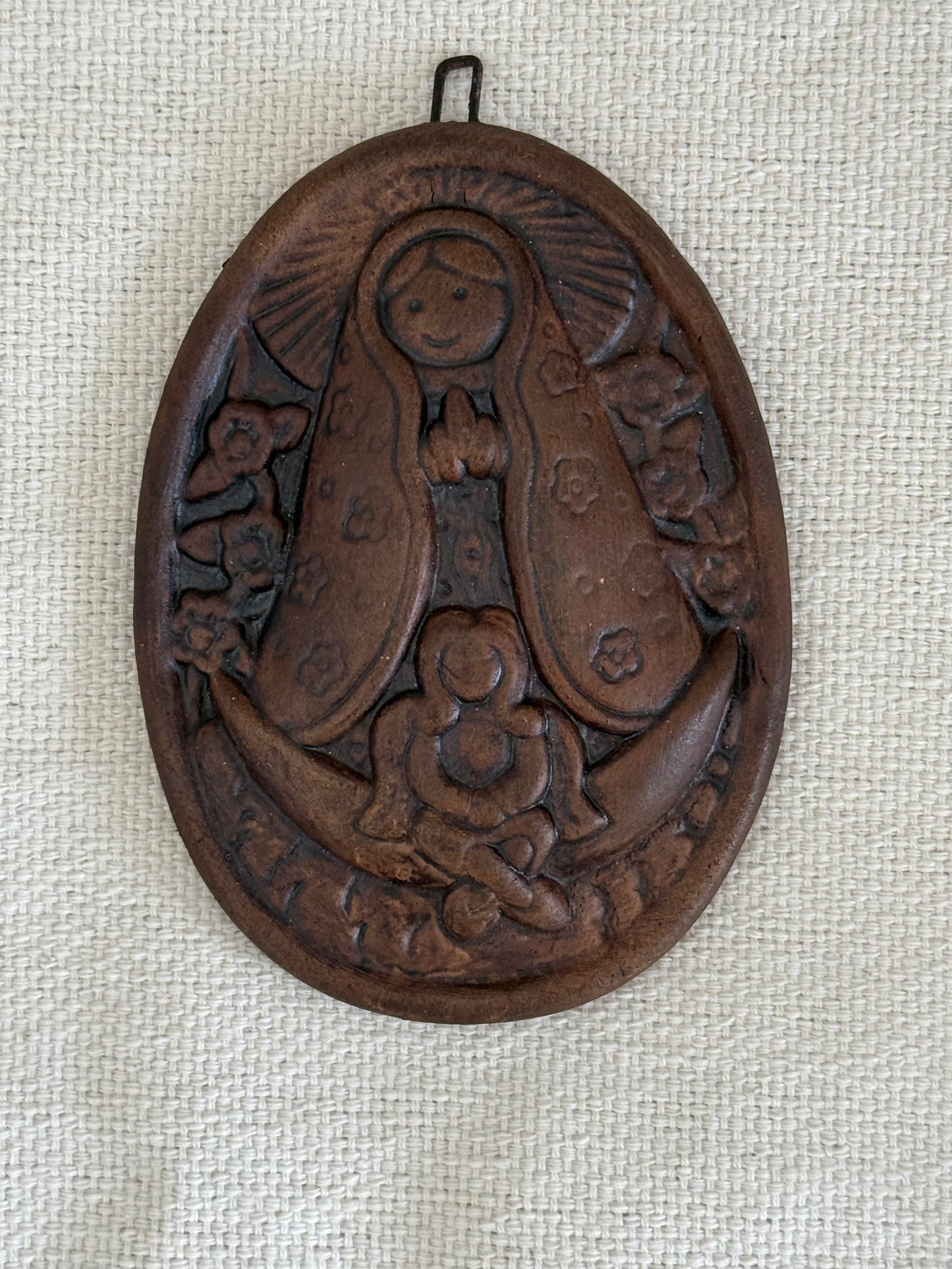 Virgencita Brown Clay Wall Decor