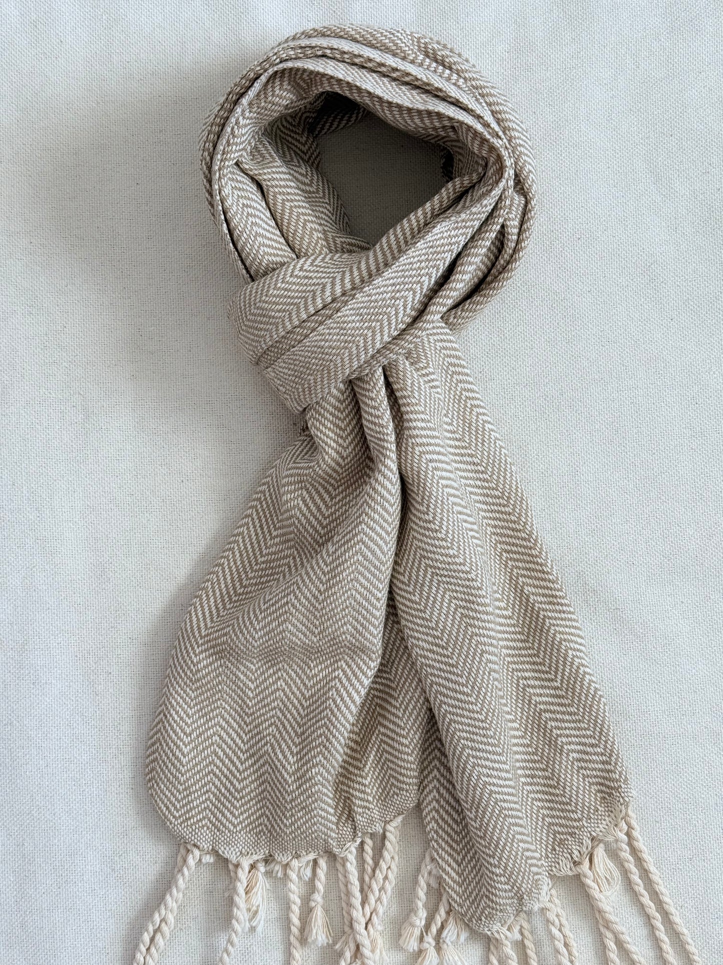 Unisex Scarf - Light Mustard Yellow w/ Modern Fringe