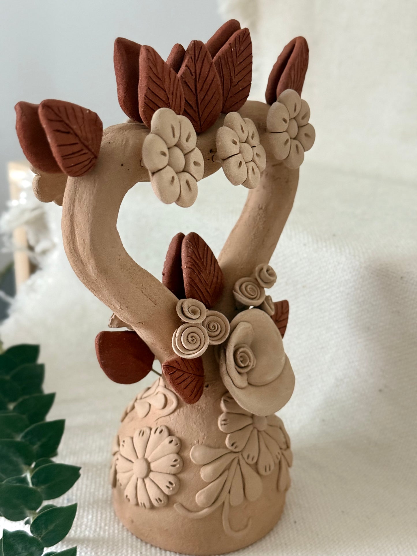 Natural Clay Heart Shaped Standing Decor