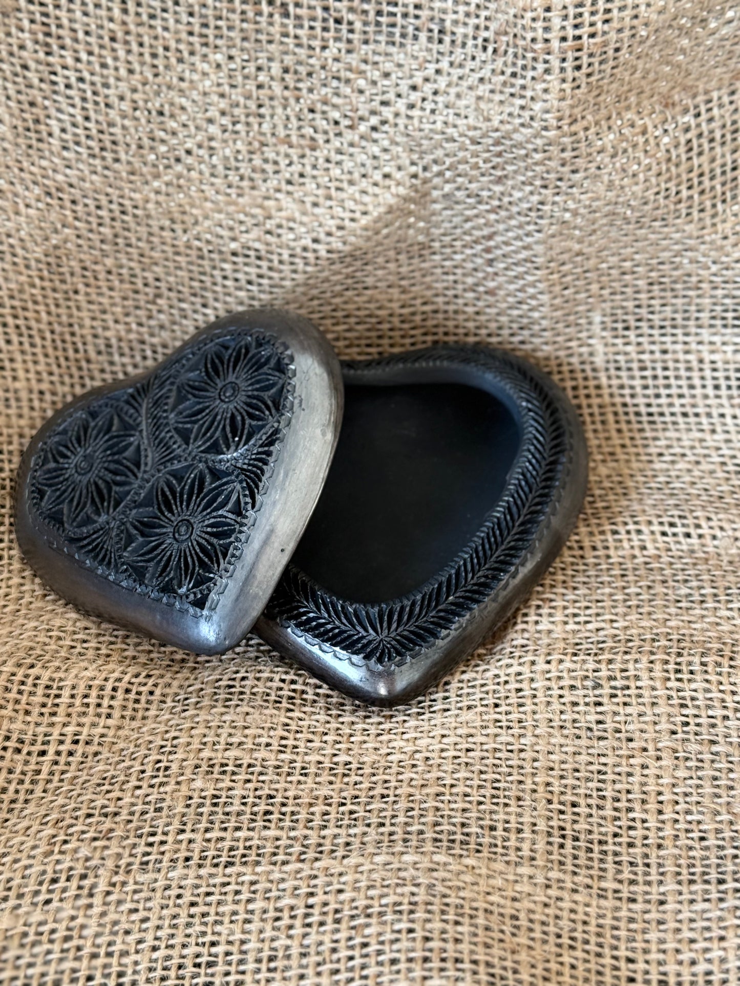 Black Clay Heart Shaped Jewelry Box