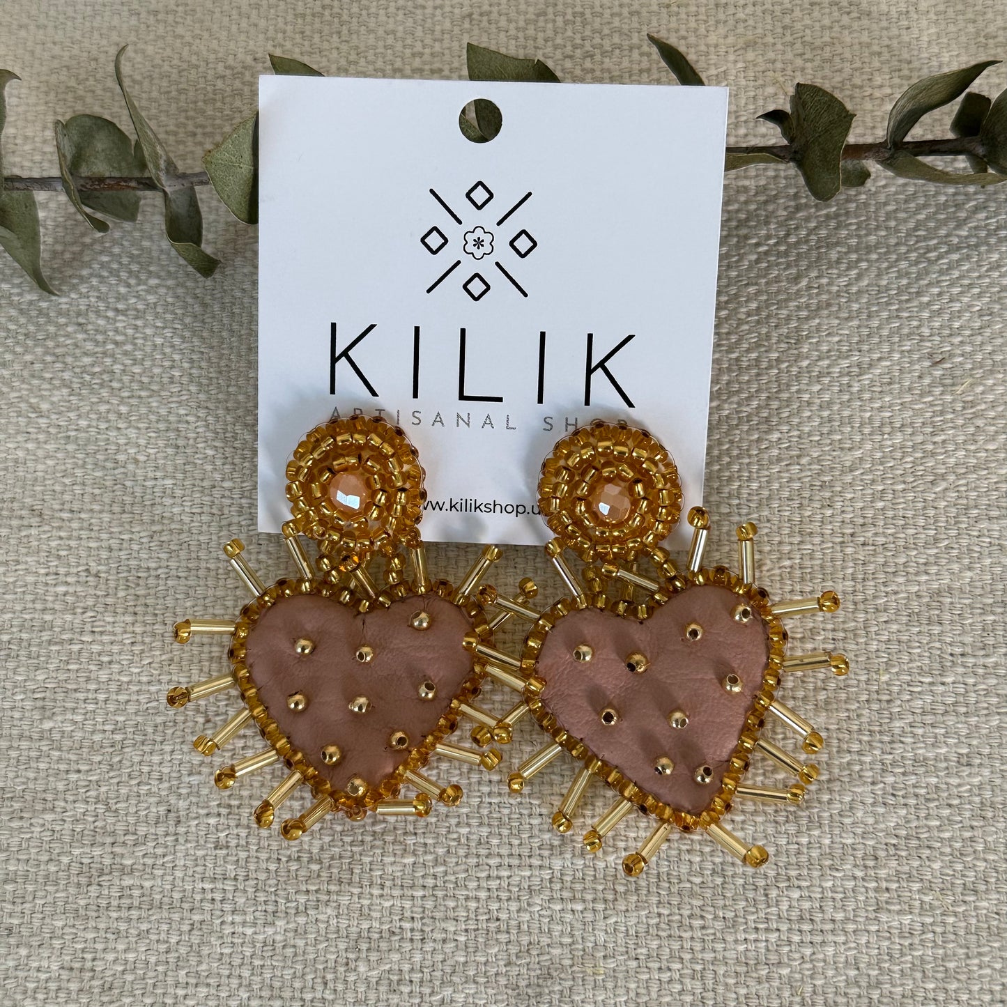 Heart Shaped Earrings - Dusty Pink