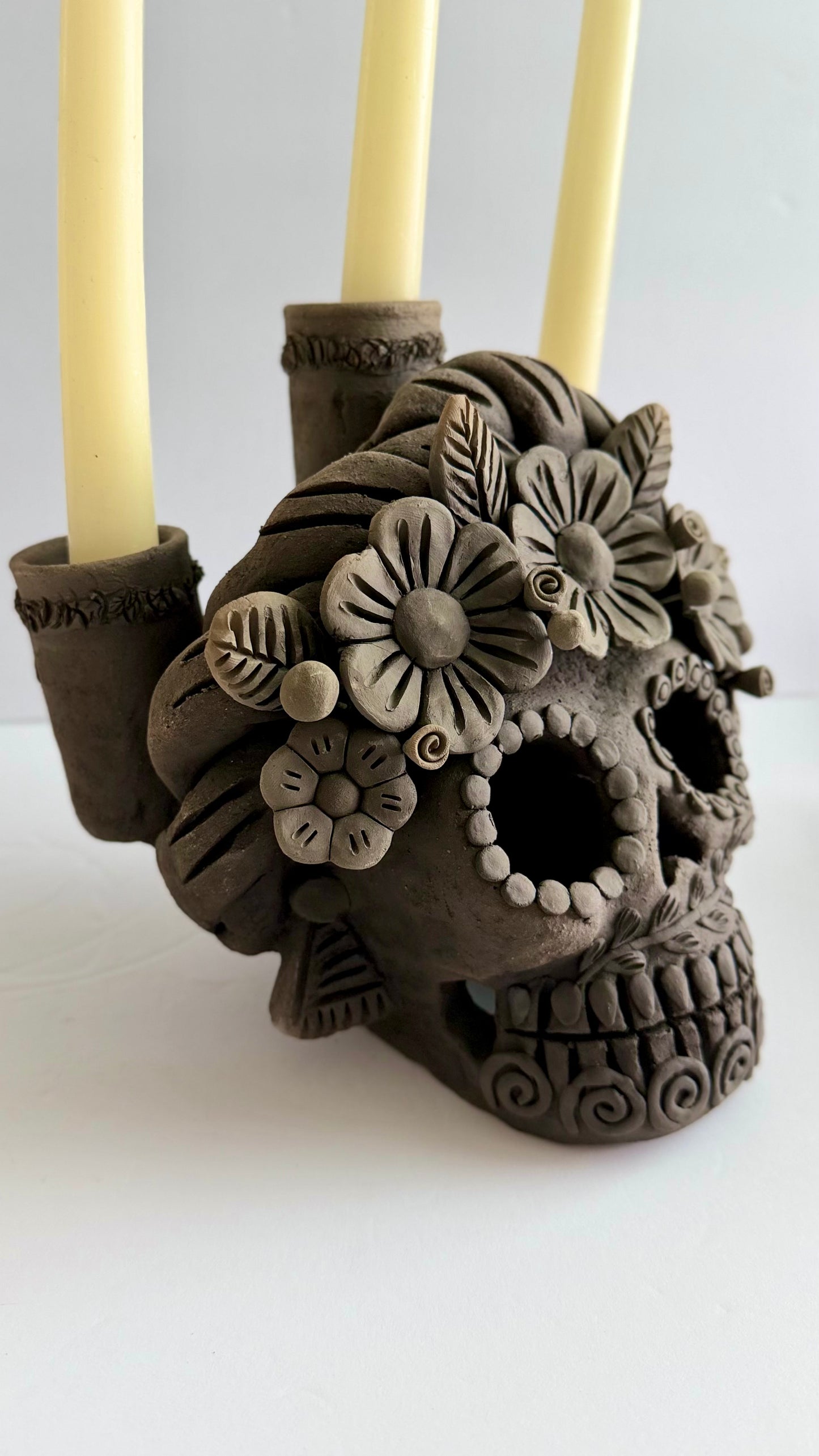 Dia De Muertos Skull/Triple Candleholder