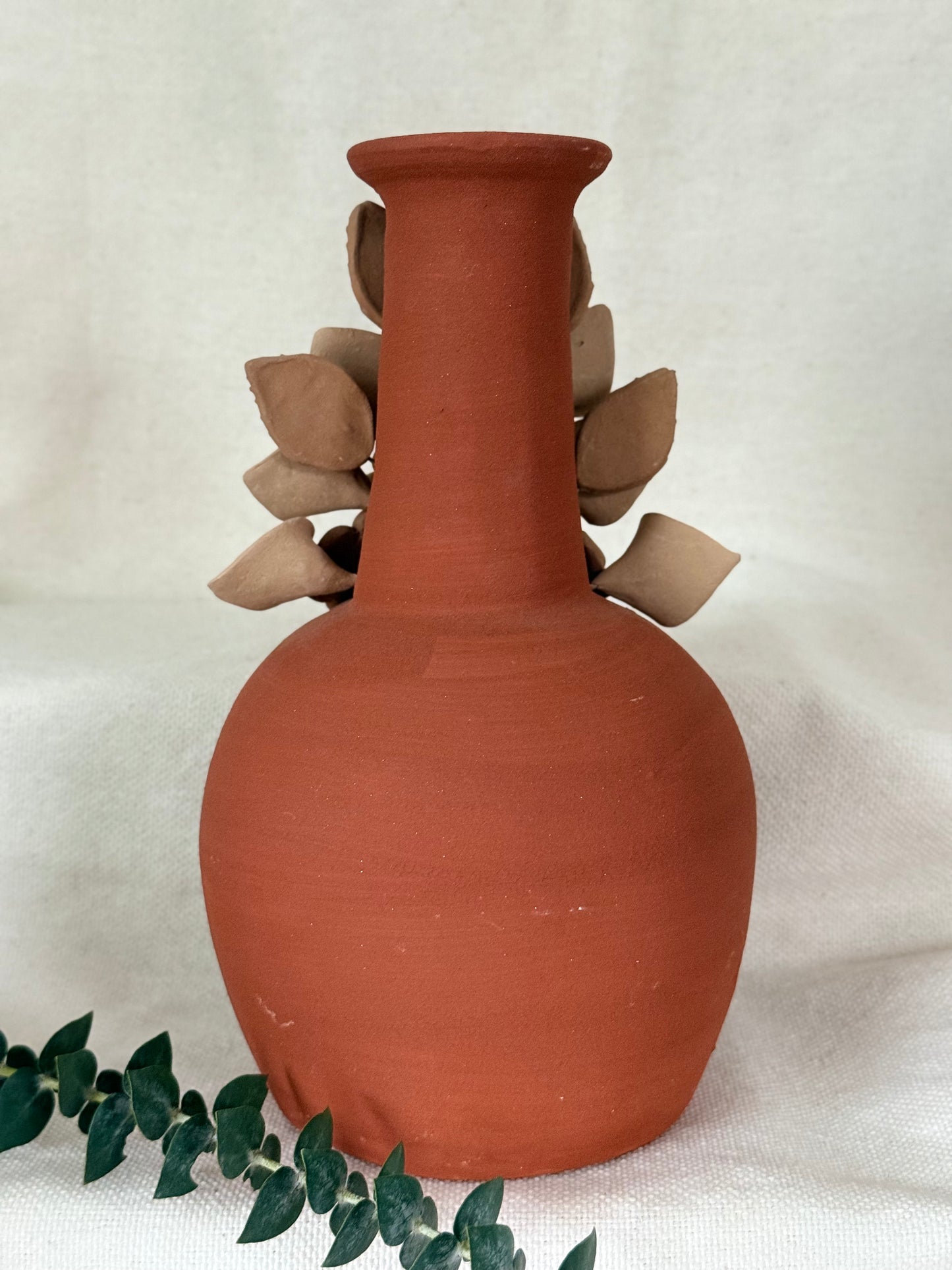 Handcrafted Clay Chimney Candle Holder with 3D Floral Detail - Calla Lilies