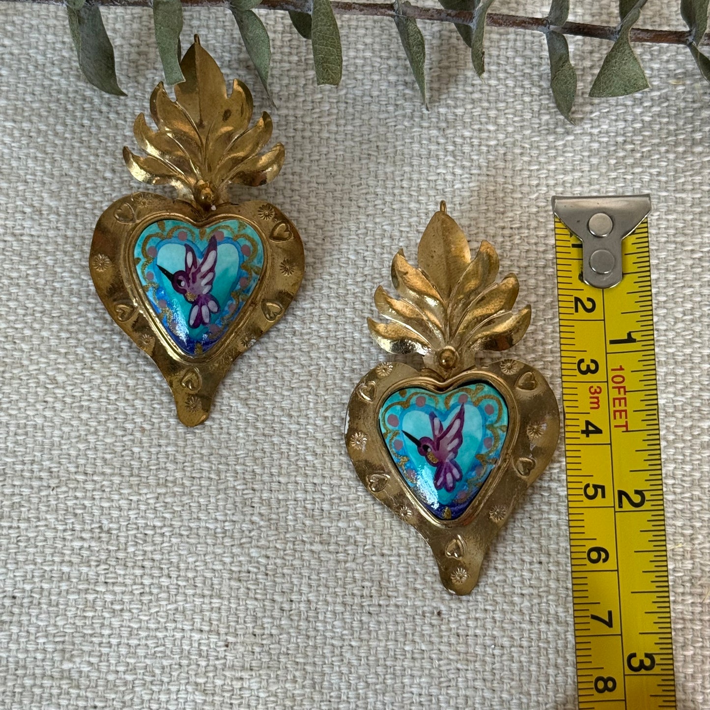 Purple Hummingbird Sacred Heart Earrings
