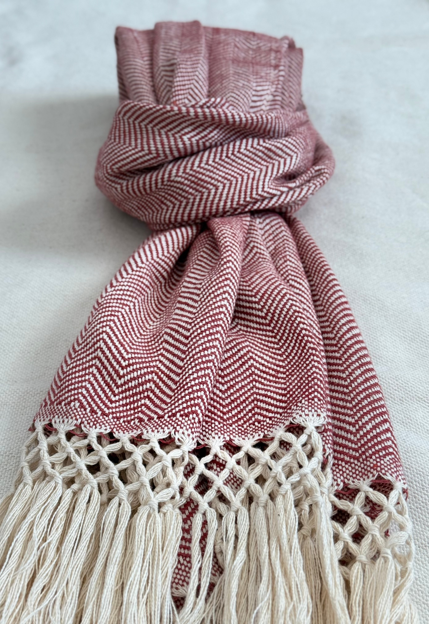 Unisex Scarf - Red/Beige