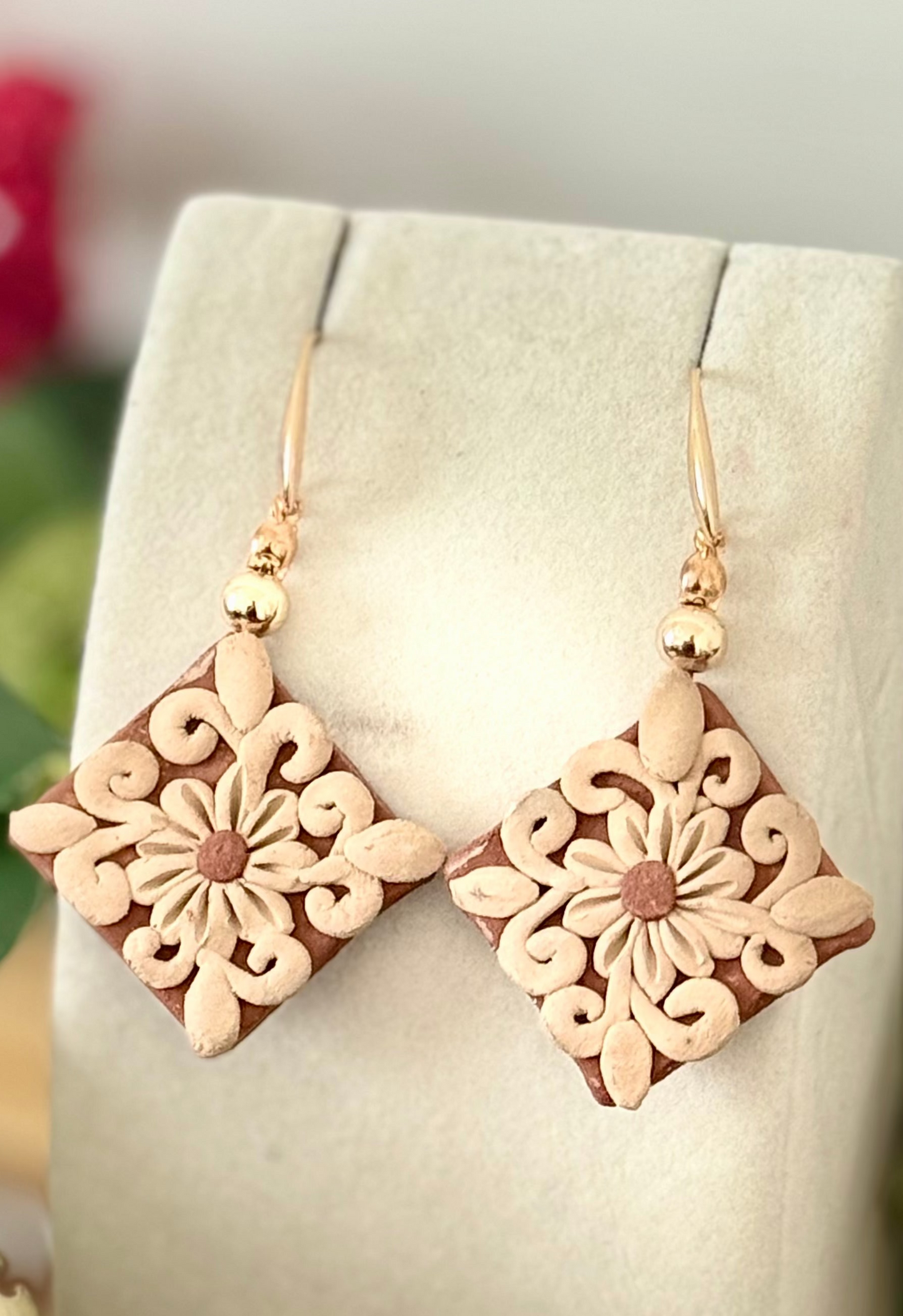 Intricate Design Barro Earrings - Triangle