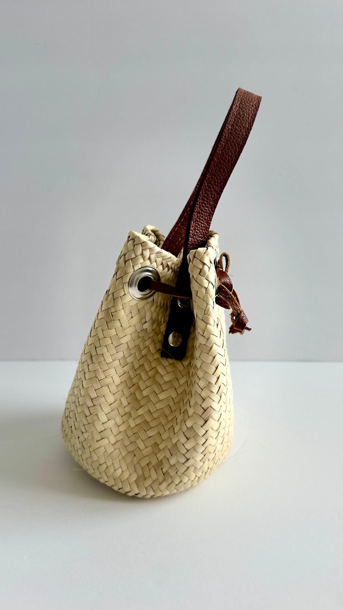 Mini Palm Bucket Handbag - Natural
