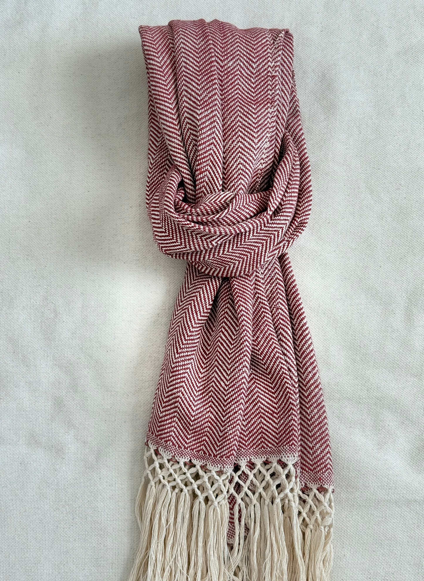 Unisex Scarf - Red/Beige