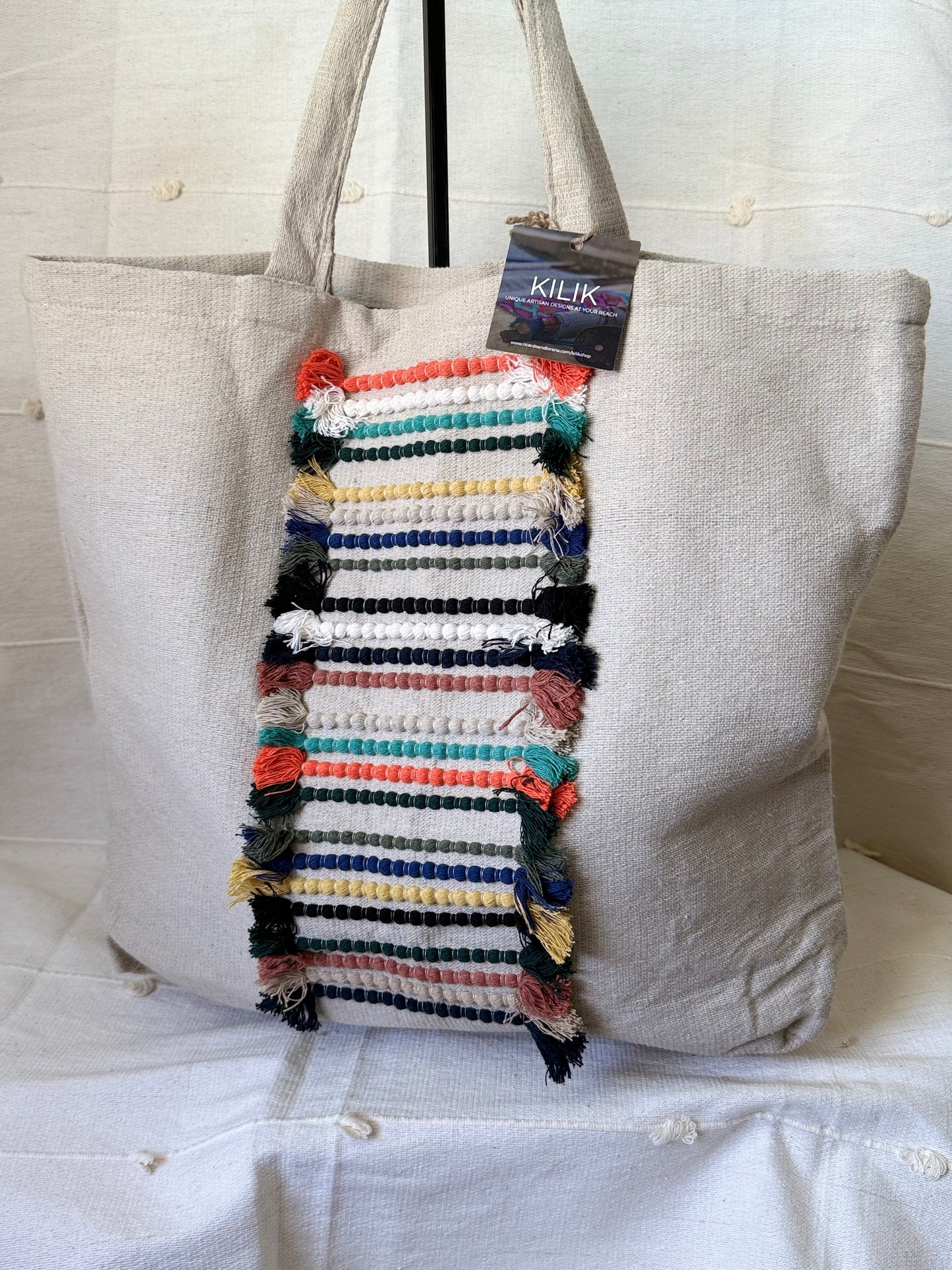 Large Textile Tote Bag - Multicolor