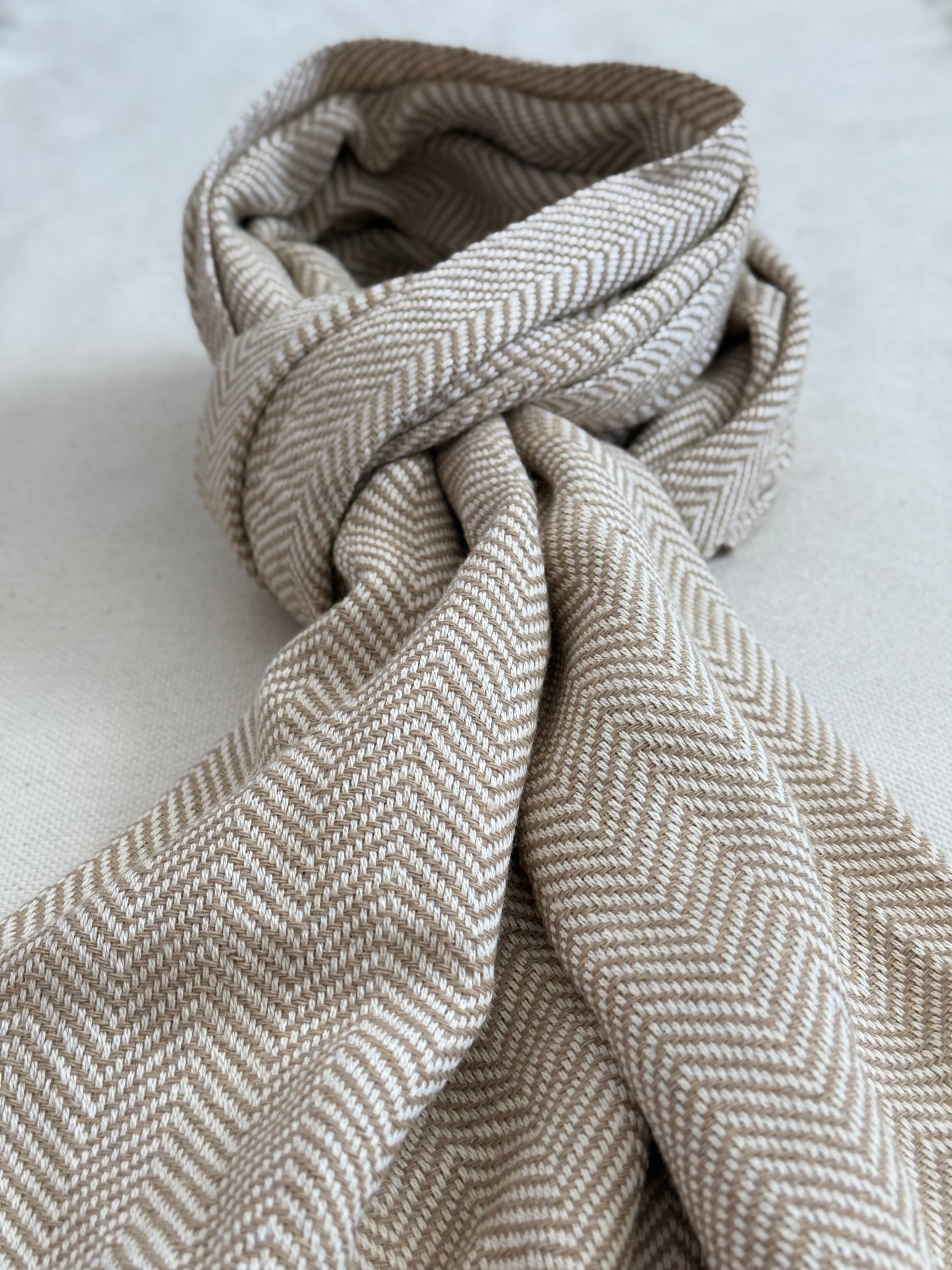 Unisex Scarf - Light Mustard Yellow w/ Modern Fringe