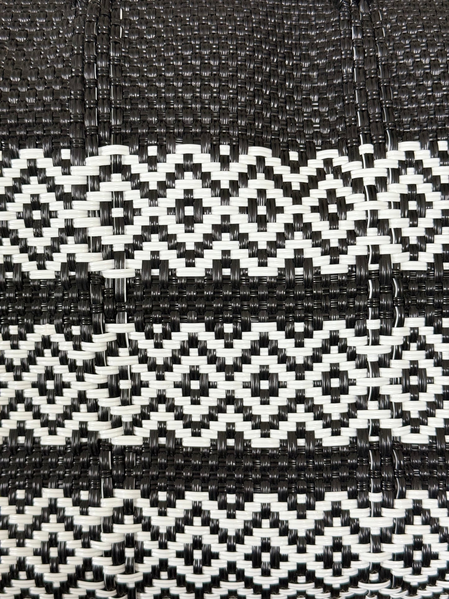 Handwoven Recycled Plastic Tote - White/Black