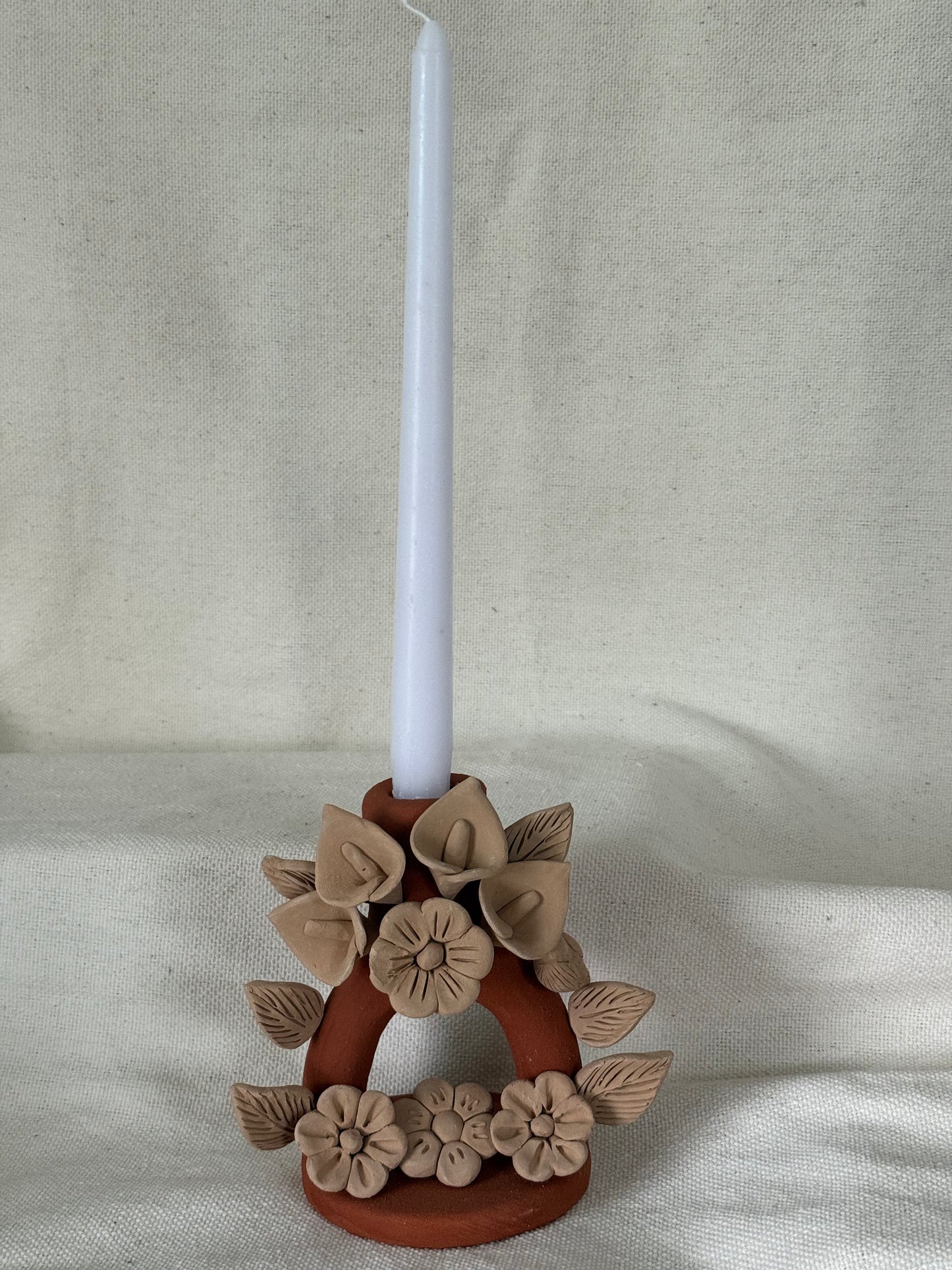 Handmade Clay Candleholder - Calla Lilies