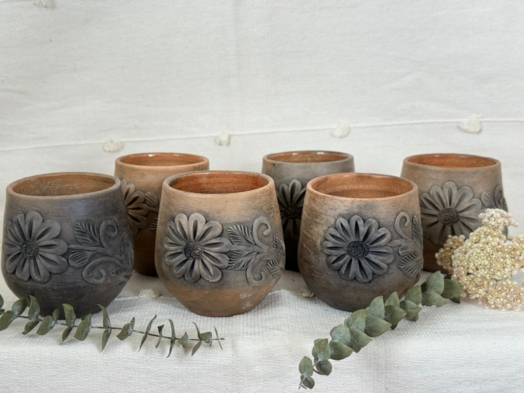 Embroidered Smoked Clay Floral Cup