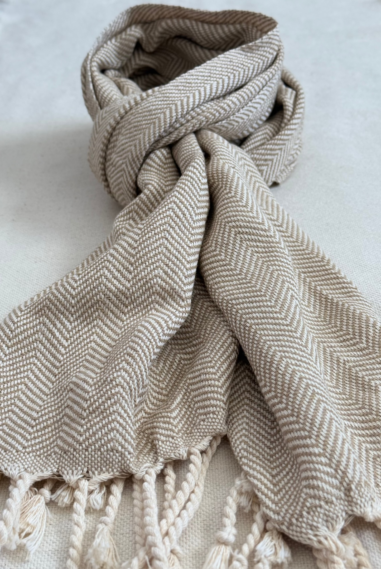 Unisex Scarf - Light Mustard Yellow w/ Modern Fringe