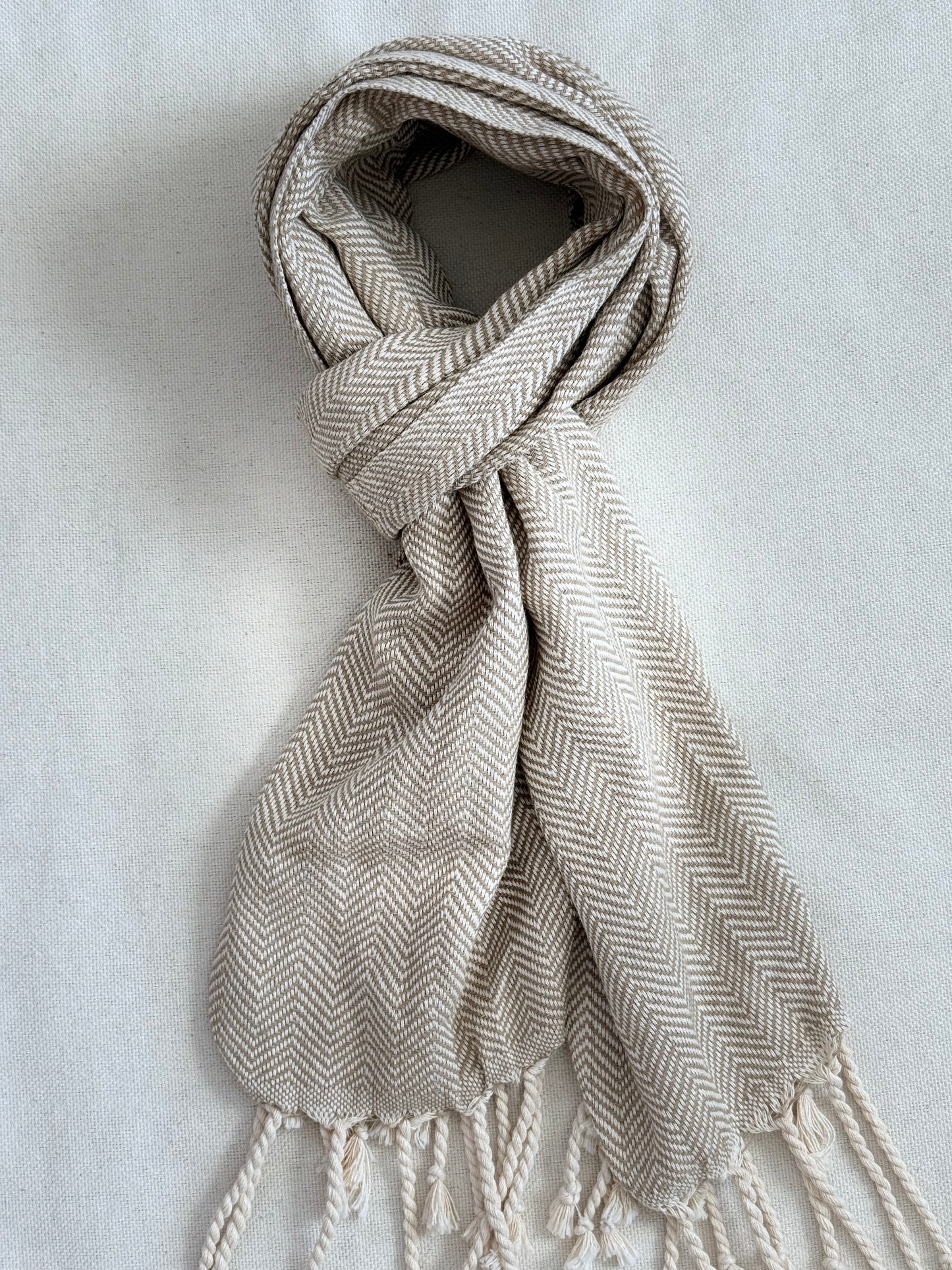 Unisex Scarf - Light Mustard Yellow w/ Modern Fringe