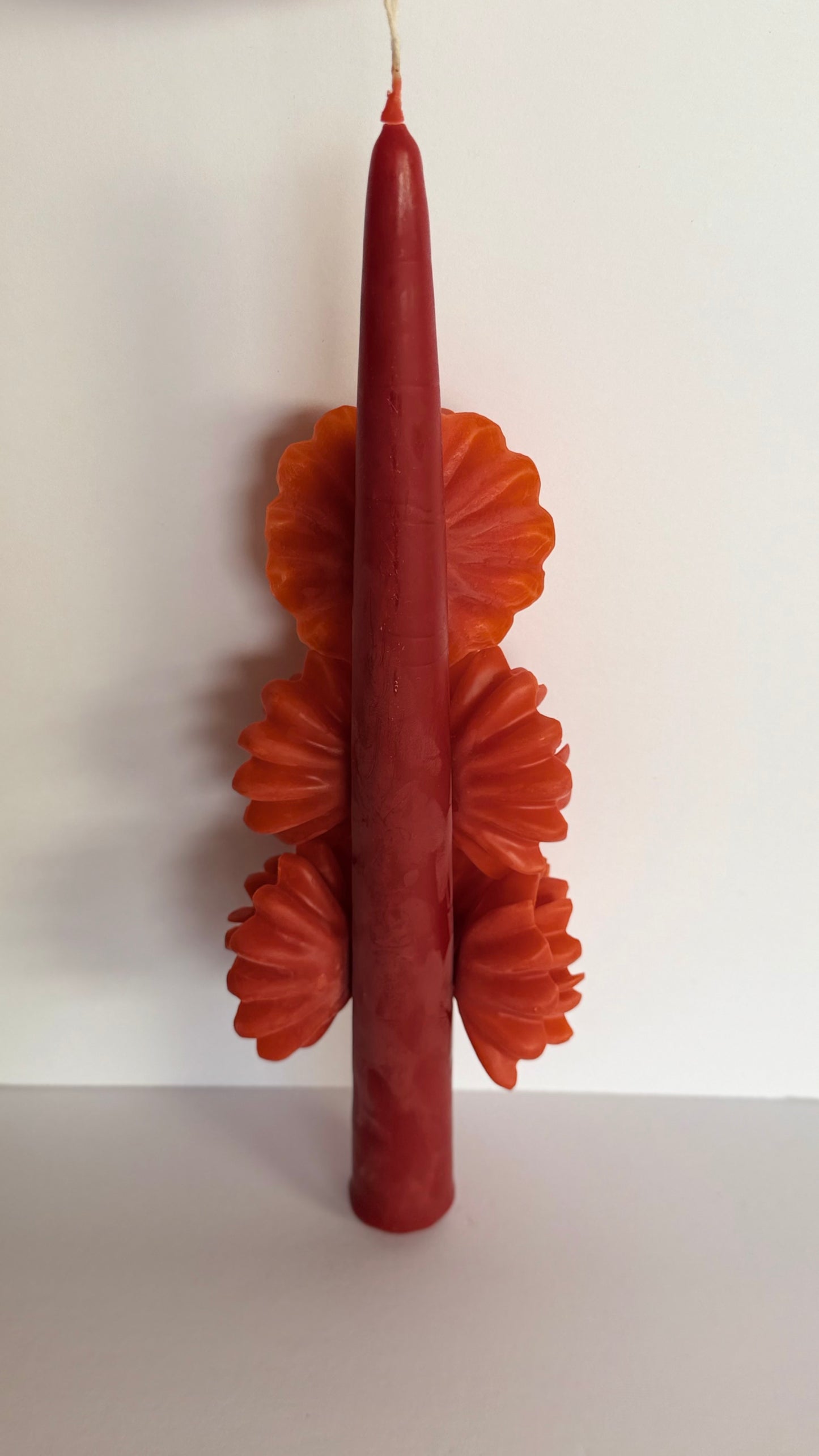 Handmade Beeswax Candle - Dark Orange