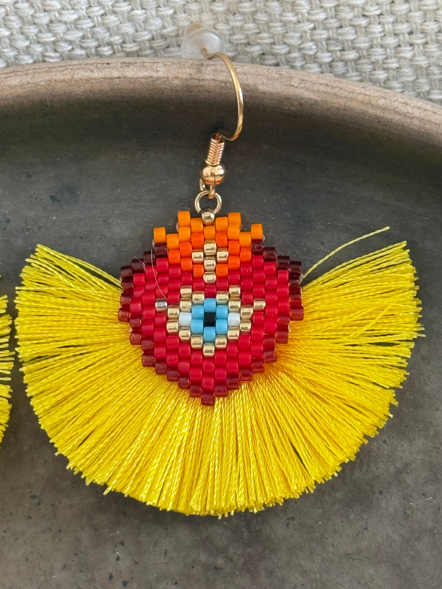 Evil Eye Sacred Heart Beaded Earrings