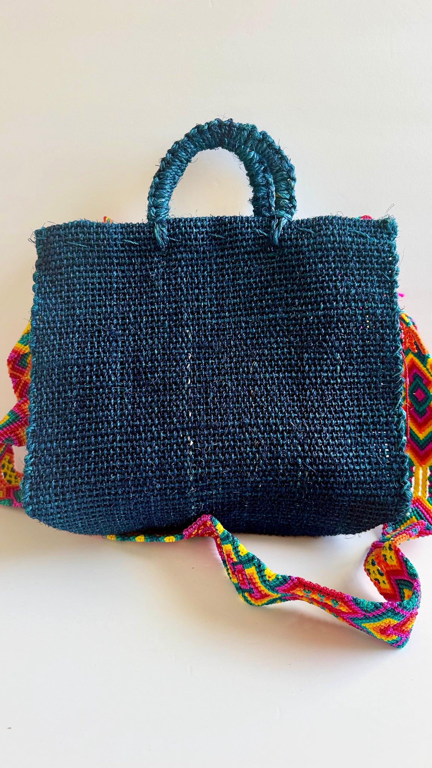 Sacred Heart w/Eye Ixtle Handbag - Navy Blue