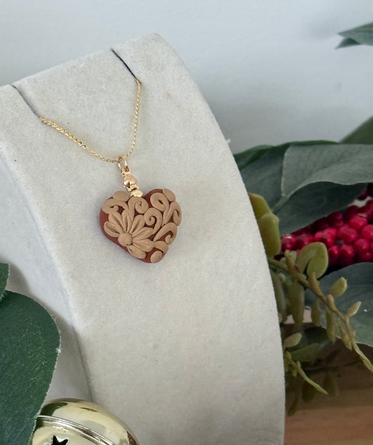 Heart Barro Pendant Necklace