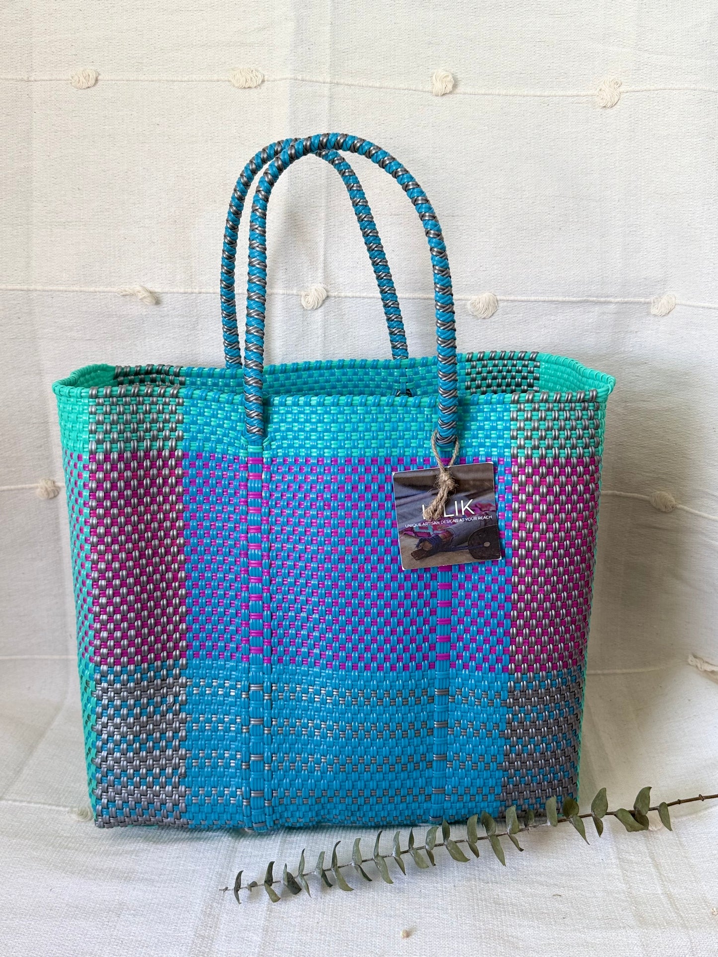 Handwoven Recycled Plastic Tote - Medium Size
