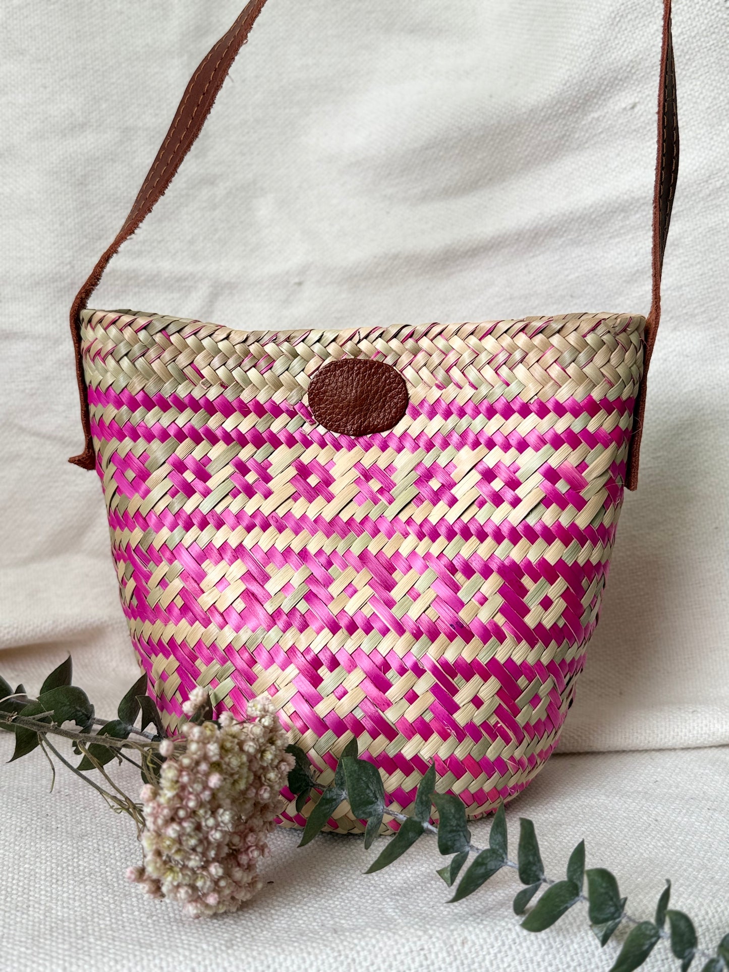 Mini Palm Crossbody Handbag - Pink