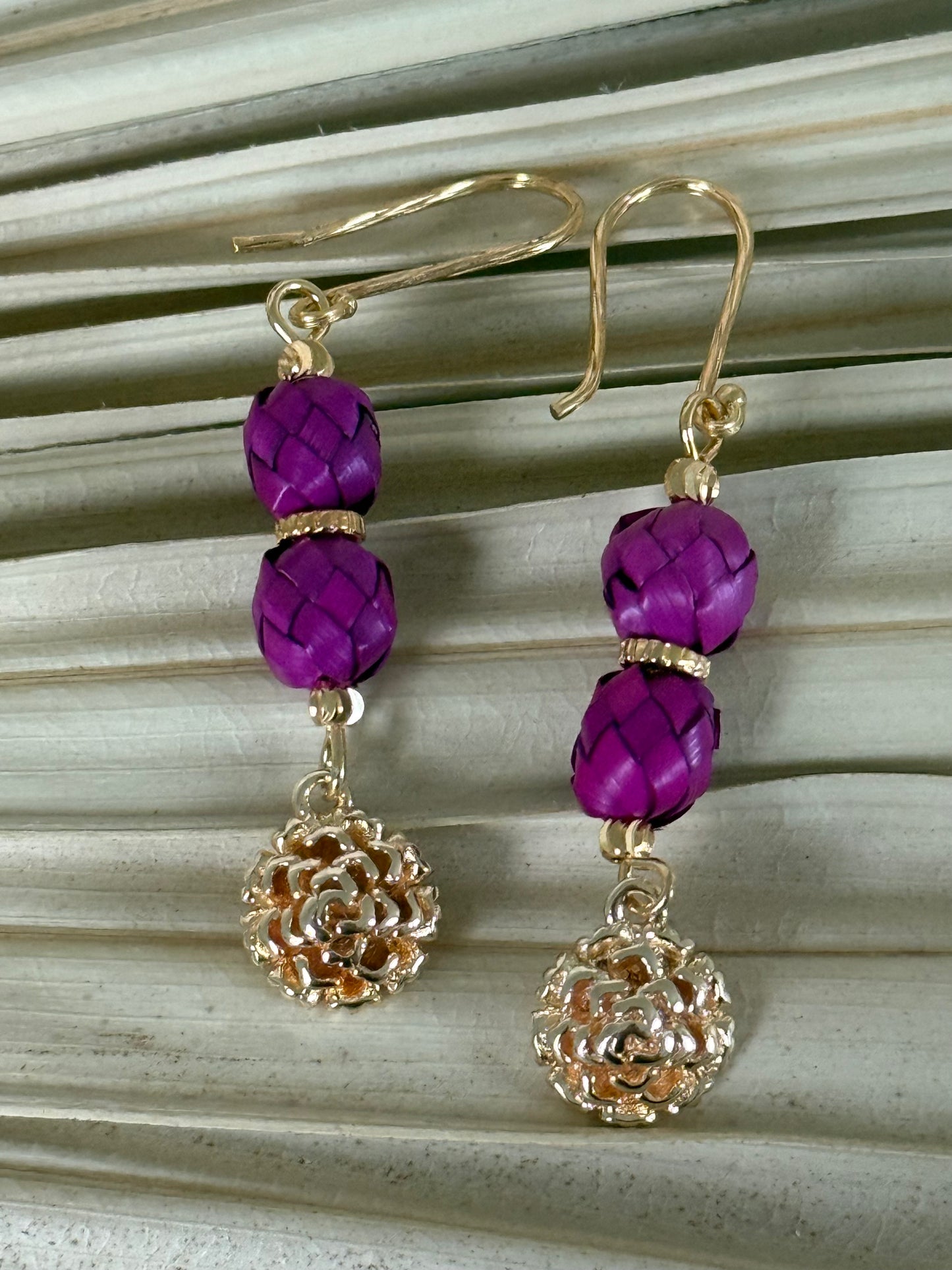 Palm & Dia De Muertos Charm Earrings - Magenta
