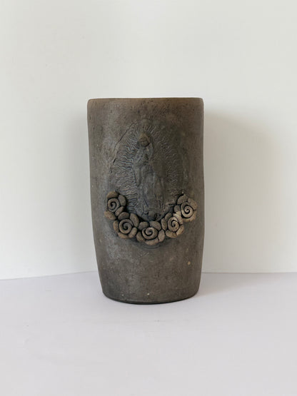 Virgen De Guadalupe Smoked Clay Tall Cup - 3D