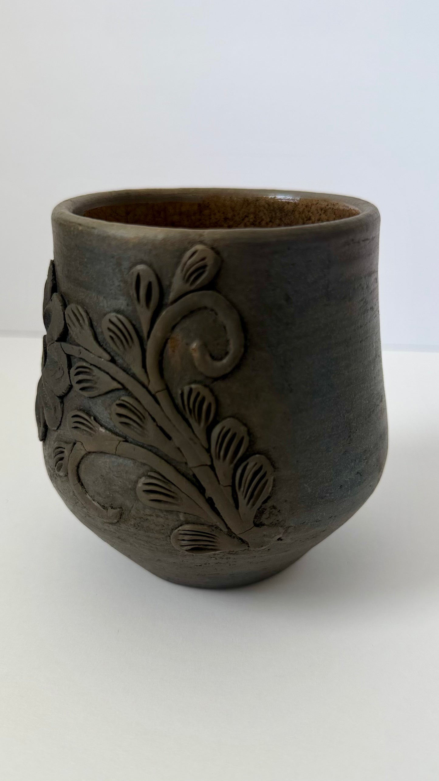 Embroidered Smoked Clay Floral Cup