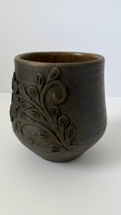 Embroidered Smoked Clay Floral Cup