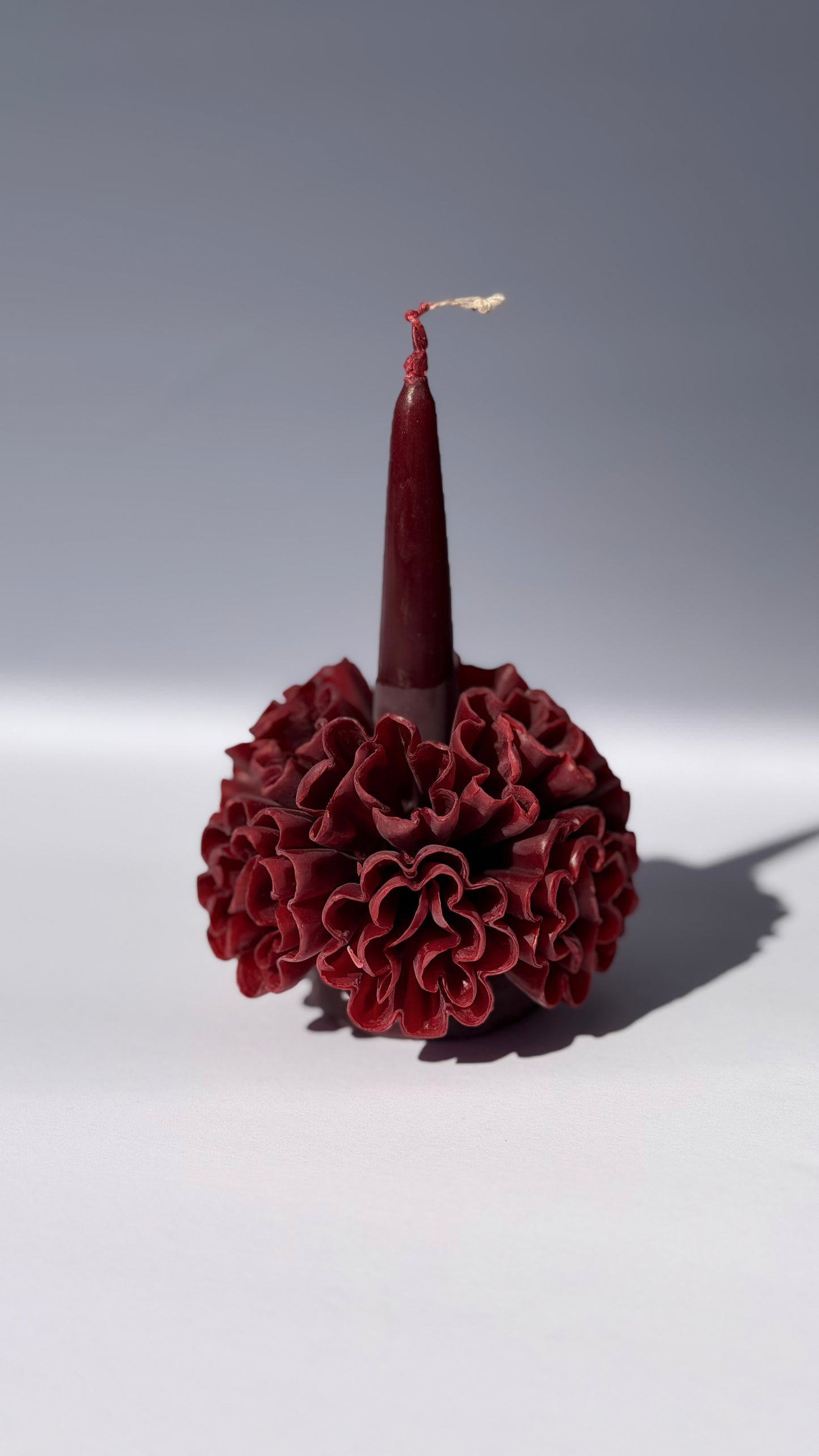 Small Handmade Beeswax Candle - Burgundy
