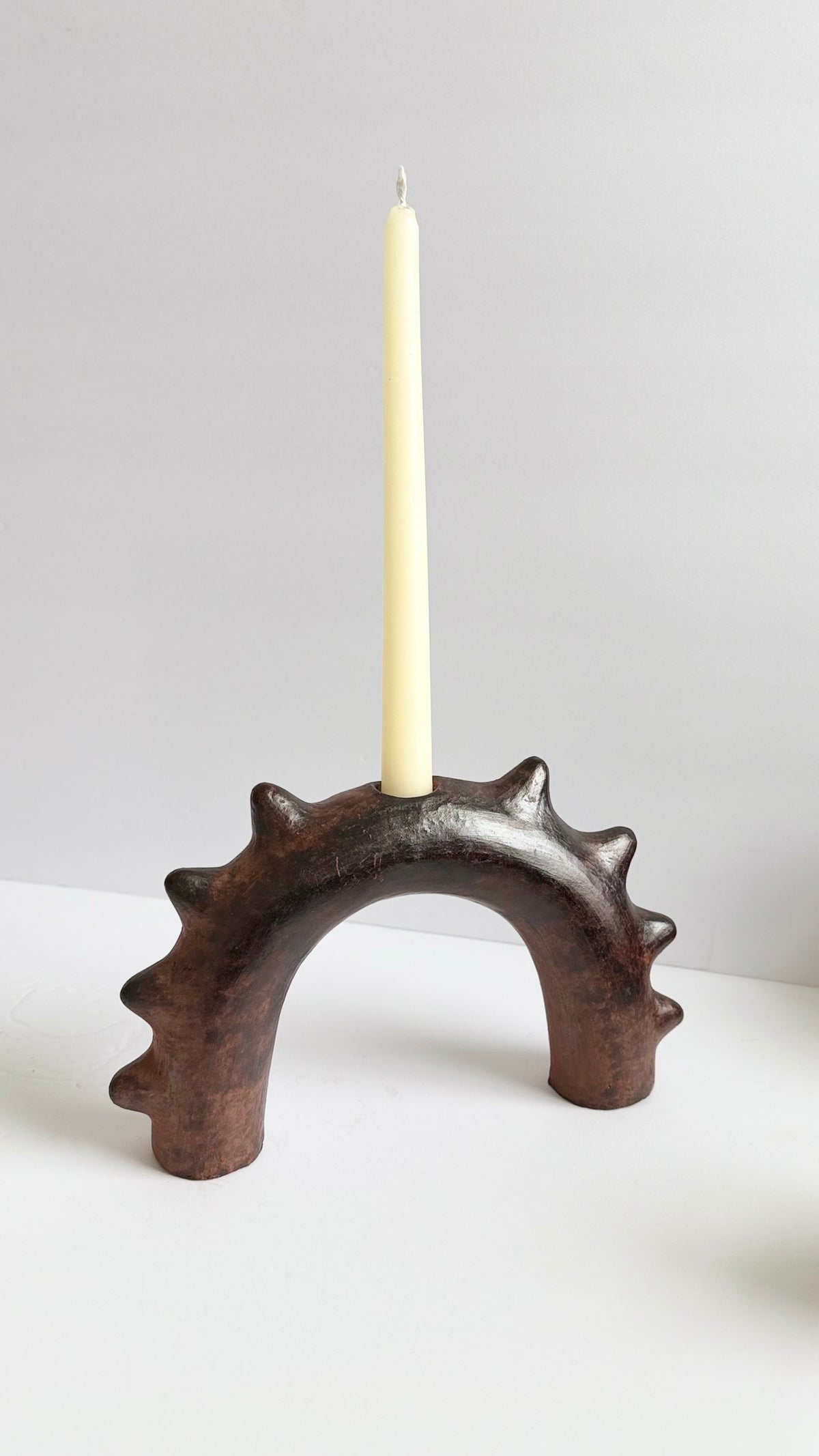 Clay Spiked Arch Candleholder
