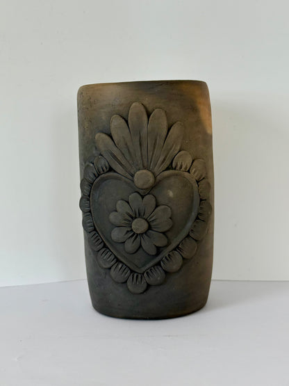 Sacred Heart Smoked Clay Tall Cup - 3D