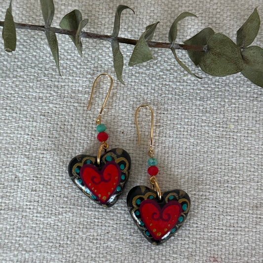 Red Heart Shaped Earrings