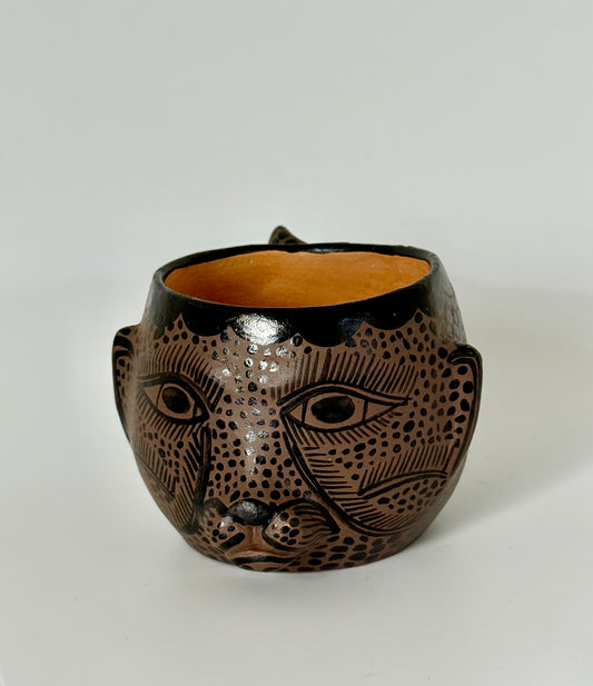 Terracota Jaguar Face Mug - Brown
