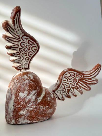 Rustic Tabletop Heart with Wings