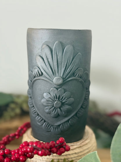 Sacred Heart Smoked Clay Tall Cup - 3D